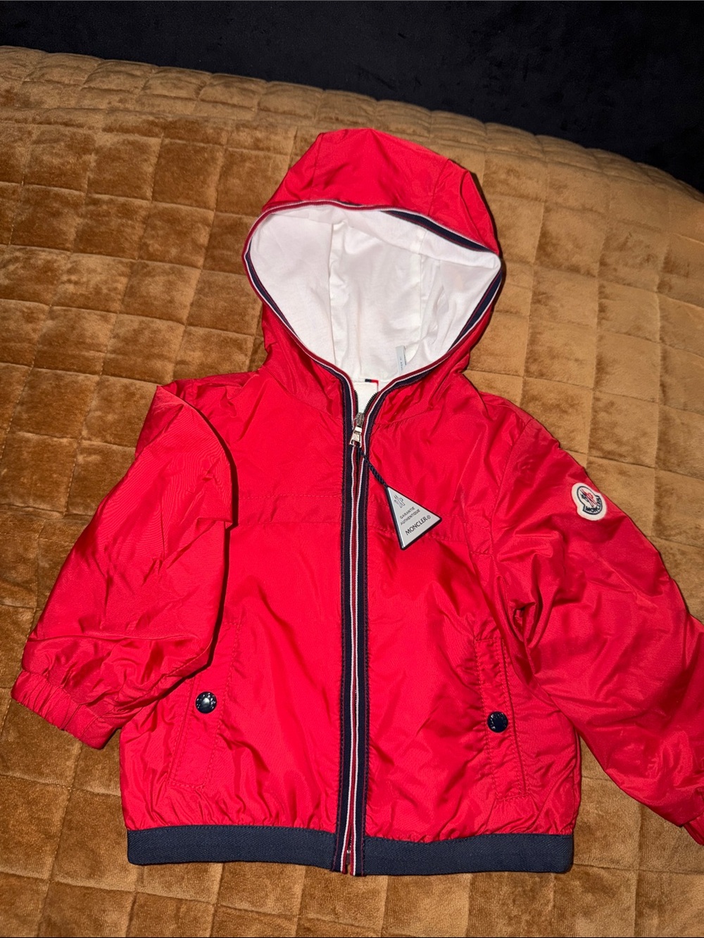 Moncler Kids Red Hooded Windbreaker Jacket